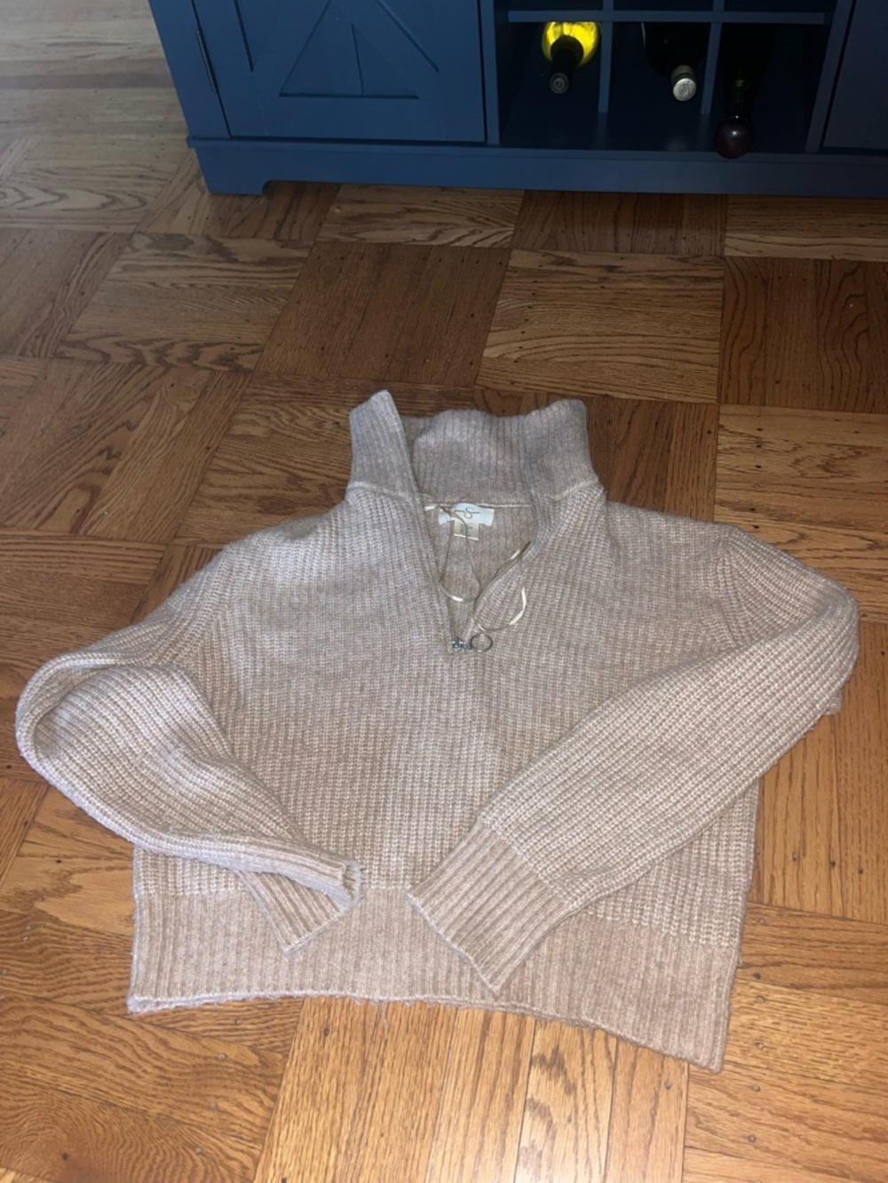 Jessica Simpson size xs teddy bear brown cropped sweater zip up